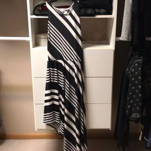 Rachel Roy black white striped asymmetrical dress